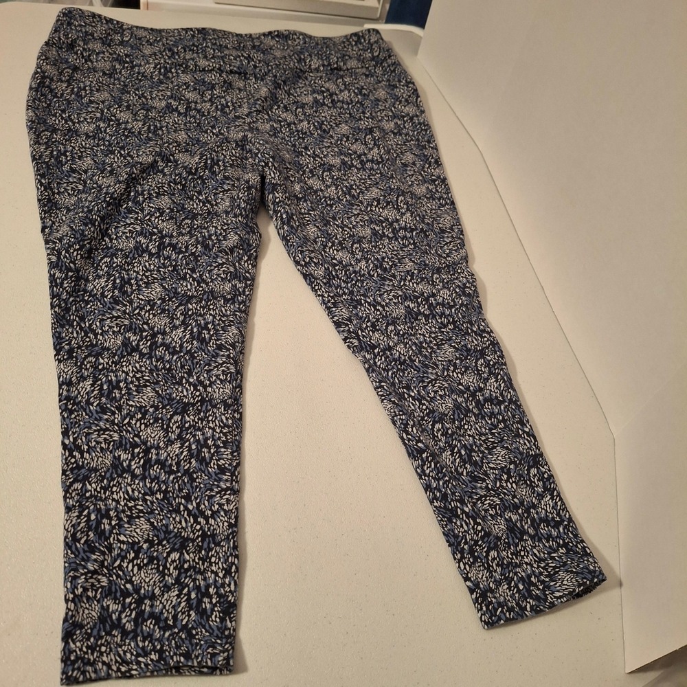 Terra Sky Womens Plus Size 3X Floral Print Straight Leg Pull on Pants Blue‎